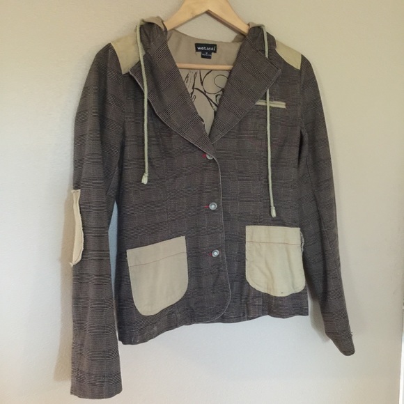 Stylish Brown and Beige Hooded Jacket / Blazer - Picture 2 of 3