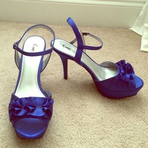 Blue Satin Heels
