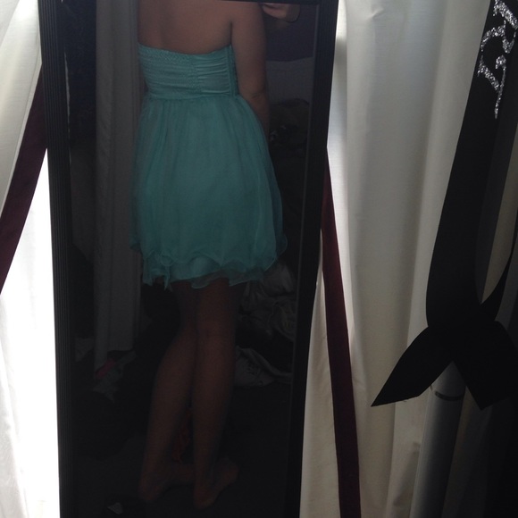 Aqua/light blue strapless dress - Picture 4 of 4