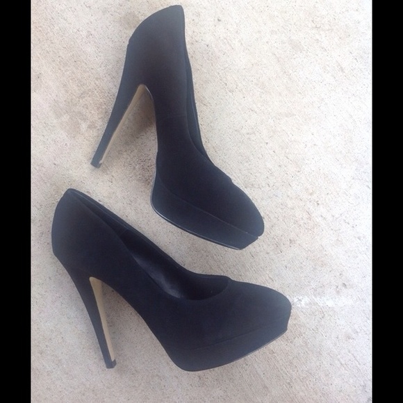 Topshop Shoes - Topshop Black Suede Platform Heels