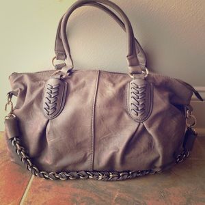 Taupe purse with gold details