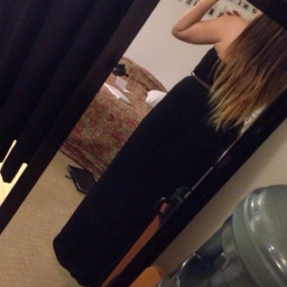 Black Hi Low Dress w/ Belt - Picture 2 of 3