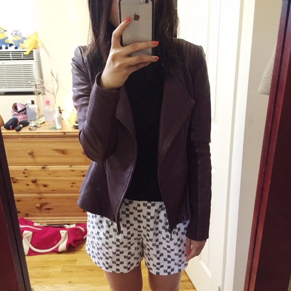 Trouvé Burgundy Moto Leather Jacket - Picture 4 of 4