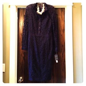 NWT Jones New York Navy Lace Dress Sz.12