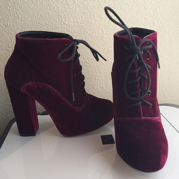 Maroon Velvet heel booties