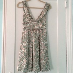 BCBGeneration dress in tan, teal and white. Size 0