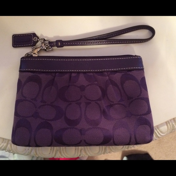 Coach dark purple wristlet