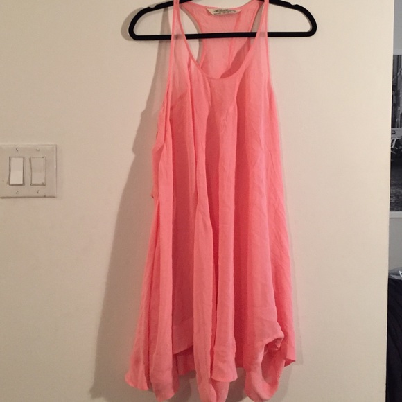 Gorgeous coral racer back dress 100% silk