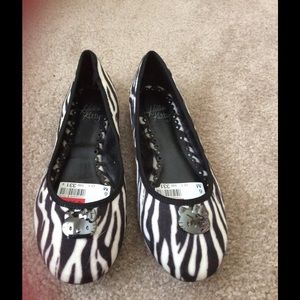 Hello kitty black and white zebra flats