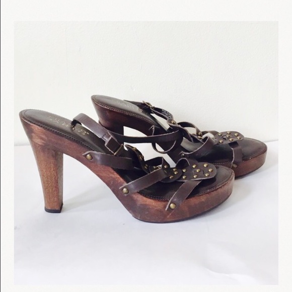 Franco Sarto leather wooden sandals. Size 9.5