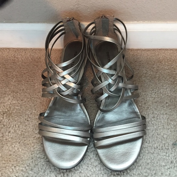 Silver sandal wedges