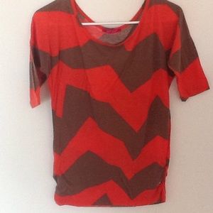 Brown and Light Red Top
