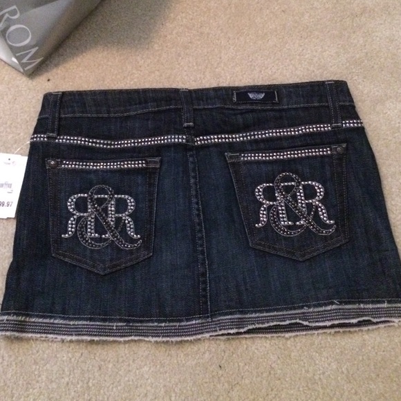 Studded mini denim skirt