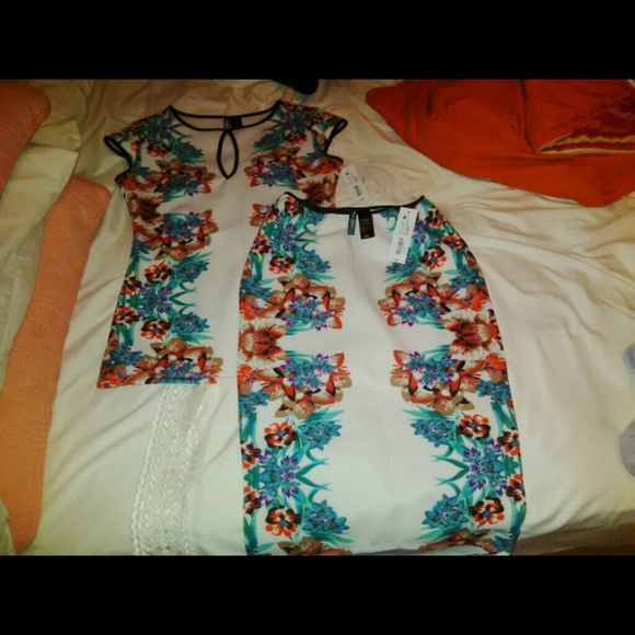 Bisou Bisou Tropical Mirror Print Blouse and Skirt