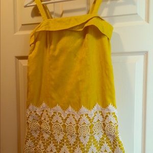 Anthropologie Floreat Yellow Lace Shift Dress