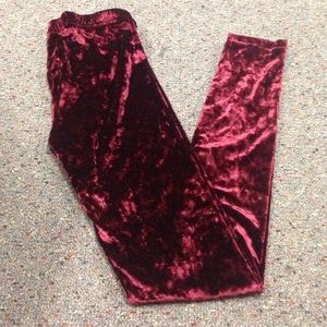 Red/maroon crushed velvet leggings