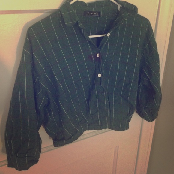 Green crop button up