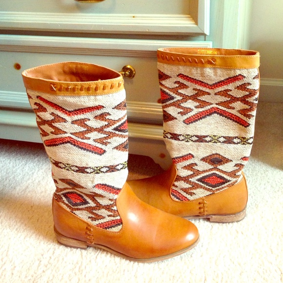 Aztec print cowboy style boots