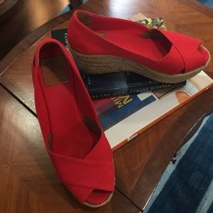Tory Burch  wedge canvas espadrilles