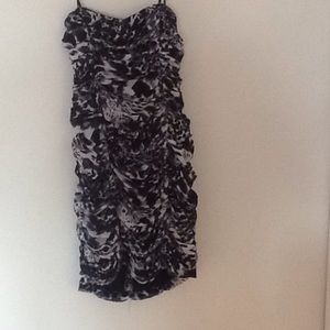 Black and gray print strapless dress. Worn once