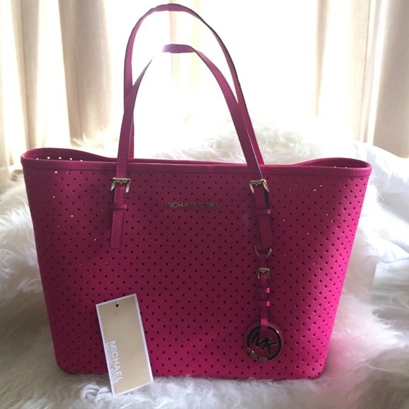 Neon Pink Michael Kors tote bag