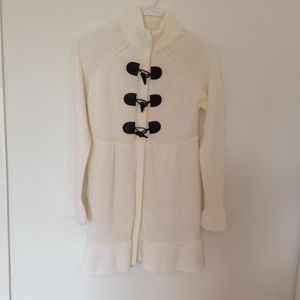 NWOT Long Zip and Button Cream Sweater