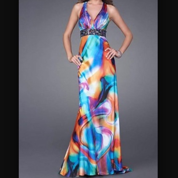 Multicolored long formal dress.