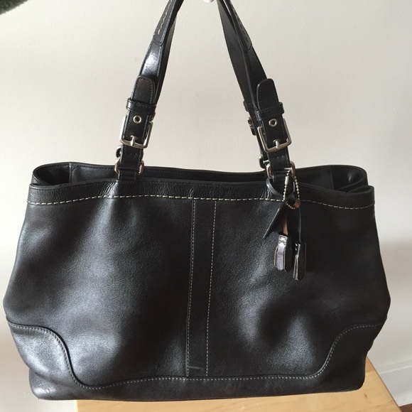 Coach Black Leather Large Shoulder Bag