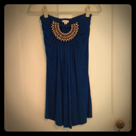 Forever 21 cotton, beaded strapless dress