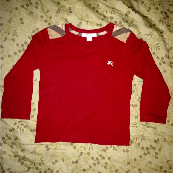 Toddler Red long sleeve burberry tee shirt