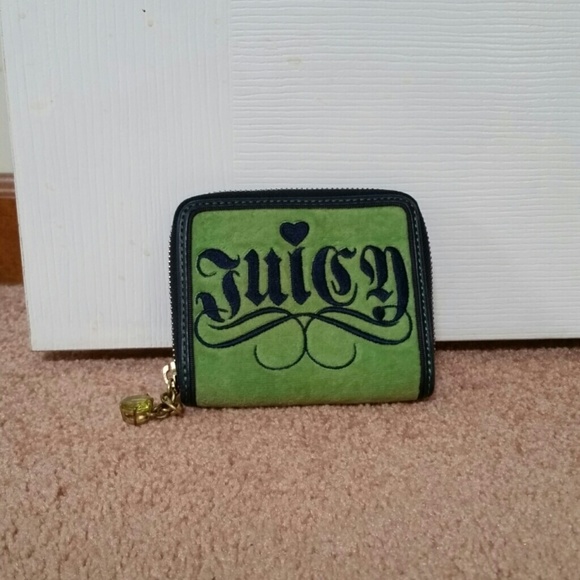 Juicy Couture lime green zip around wallet