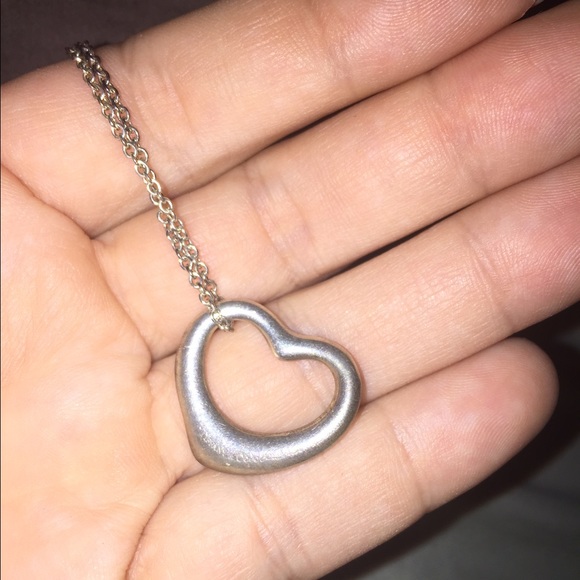 Tiffany & co .925 silver open heart necklace