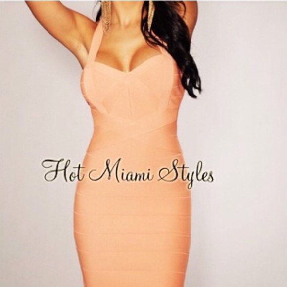 Coral bandage dress
