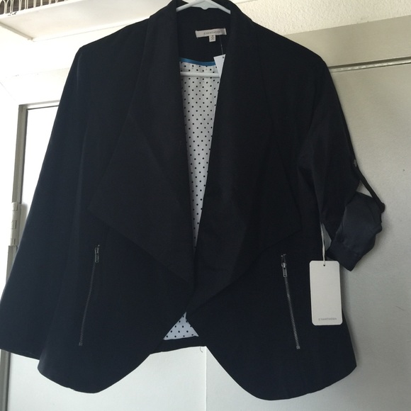 NWT Black blazer with rolled sleeve detailing.