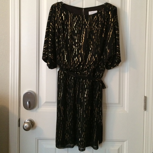 Jessica Simpson Black and Gold Cocktail Dress
