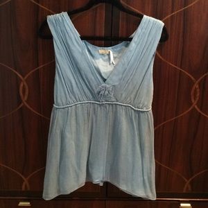 Max Studio Blue Sleeveless Silk Blouse Sz Large