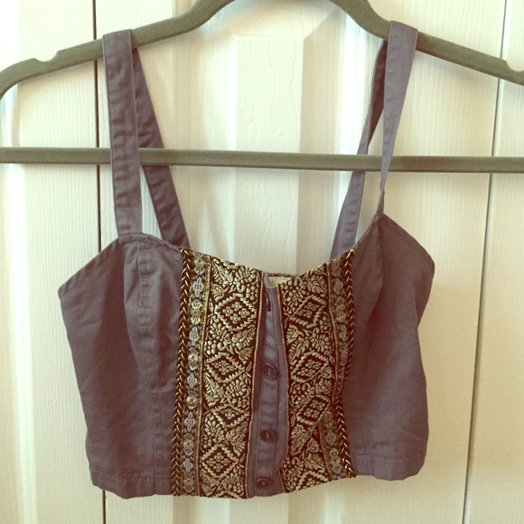Grey with gold pattern crop top