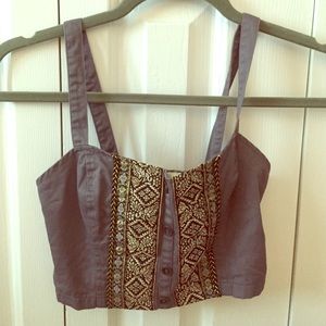 Grey with gold pattern crop top
