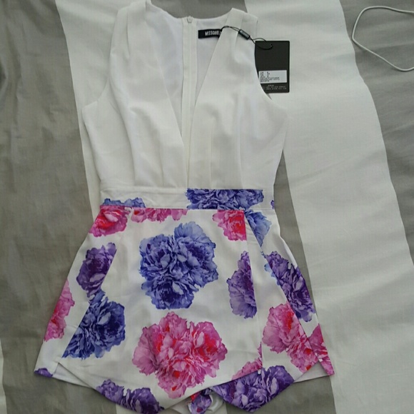 Missguided skort romper with plunging neckline