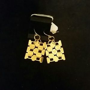 Gold square link earrings.
