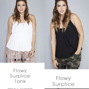 (2) NWT White & Black flowy tank