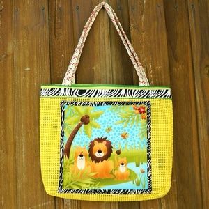 Dot Carrico handmade tote Lazy Lions