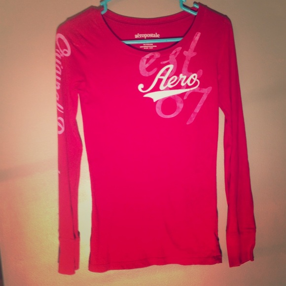 Red and pink Aeropostale long sleeve shirt