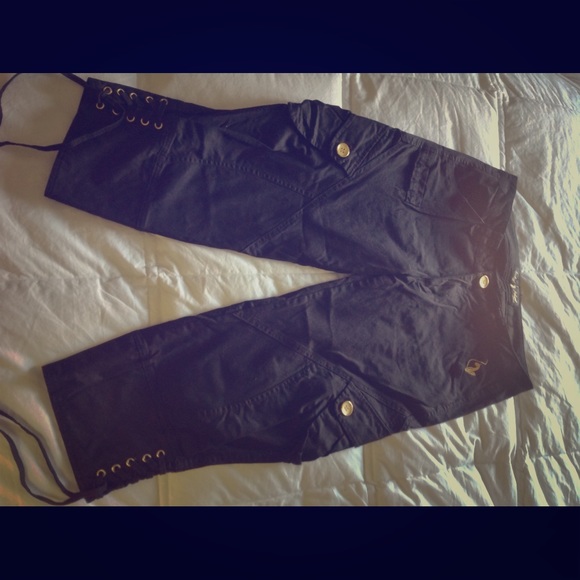 Black with gold Baby Phat capris
