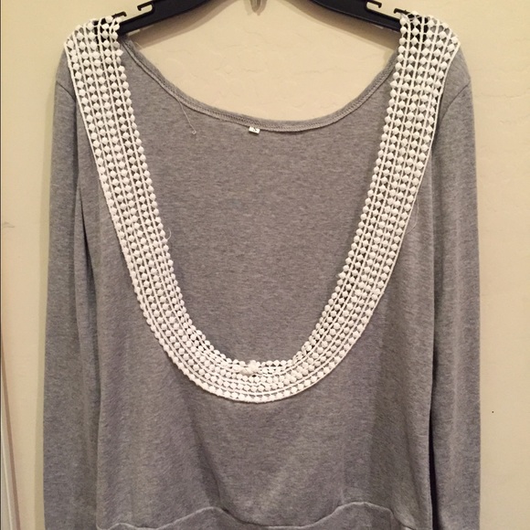 Grey open back long sleeve