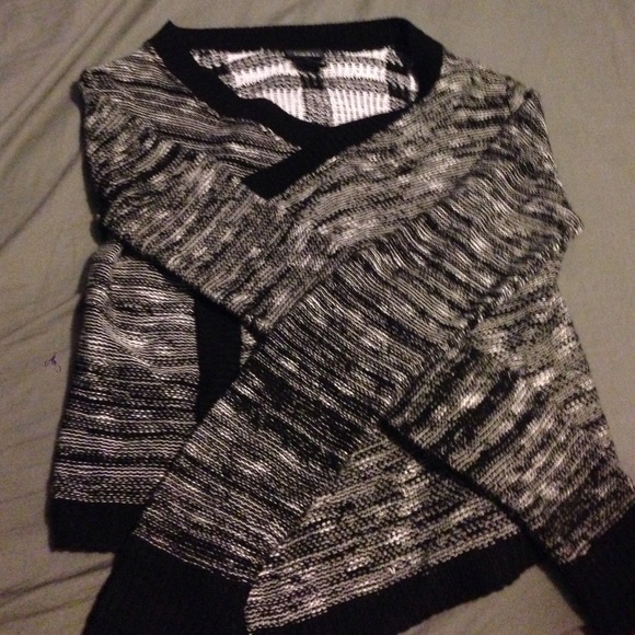 black white and red cardigan