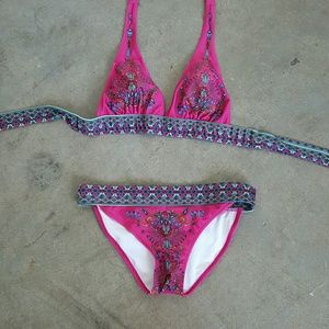 Pink & Blue Paisley Floral Bikini