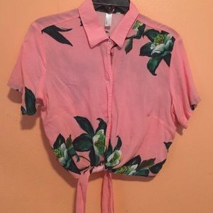 M/L Rayon Mid-Length Tie-Up Blouse