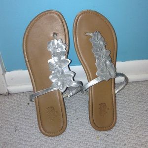 silver flowered sandles
