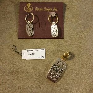 Premier Designs two tone pendant and earrings set.